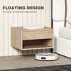 HOMCOM Set of Two Floating Bedside Tables - Natural Wood Finish