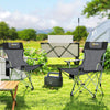 Outsunny Set of 2 Reclining Folding Camping Chair w/ Detachable Footrest, Storage Bag, Cup Holder & Headrest, Lightweight Portable Camp Chair for Beach, Picnic, Grey and Black