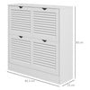 HOMCOM 2 Drawers Entryway Shoe Cabinet, Narrow Shoe Storage Cabinet with 2 Flip Drawers, Louvred Door Design and Adjustable Shelves for 16 Pairs of Shoes, White