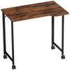 HOMCOM Folding Small Desk on Wheels - Rustic Brown