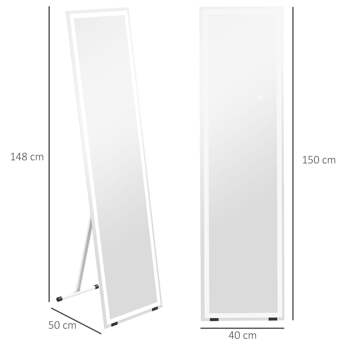 HOMCOM Standing Dressing Mirror with LED Lights in White