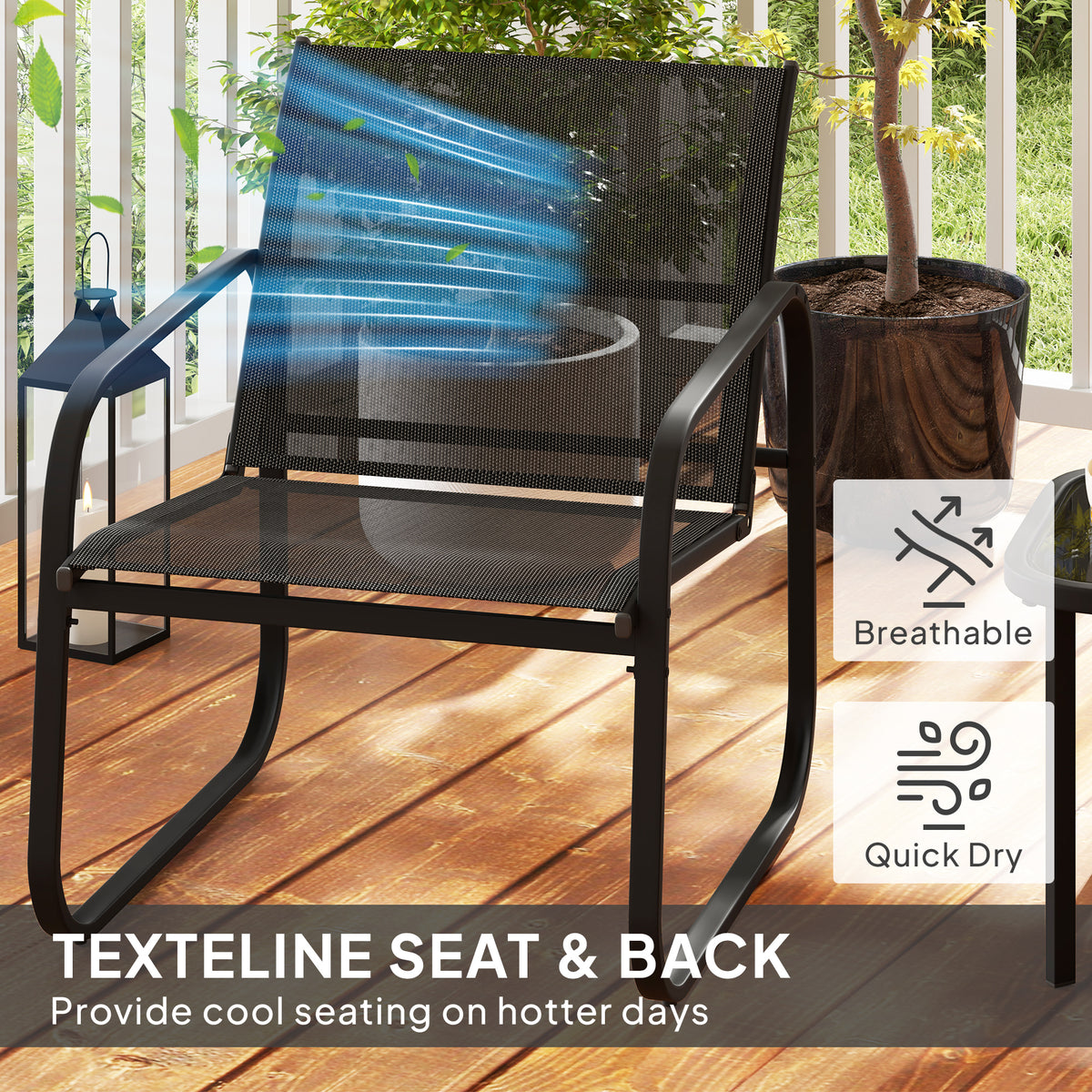Outsunny Three-Piece Garden Seating Set in Black