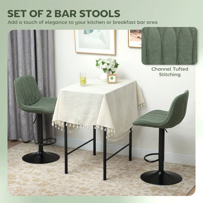 HOMCOM Breakfast Bar Stools Set in Green