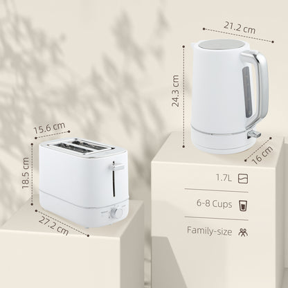 HOMCOM Kettle and Toaster Set in White