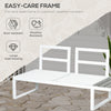 Outsunny 4 Pieces Garden Furniture Set, 5-Level Reclining Garden Corner Sofa Set, Outdoor Lounge Conversation Sectional with Cushions, Wood Effect Plastic Table, White Frame & Grey Cushion