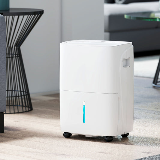 HOMCOM 30L/Day Dehumidifier with Auto-Clean Filter in White