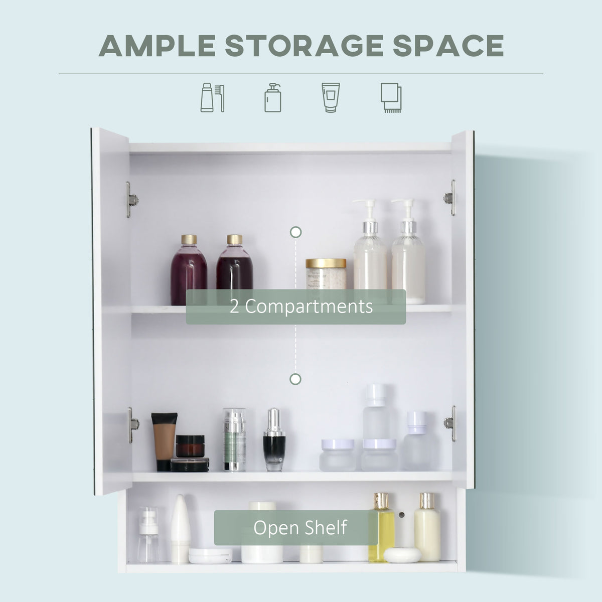 kleankin Bathroom Cabinet with Mirror in White