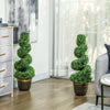 HOMCOM Set of 2 Artificial Plants, Topiary Spiral Boxwood Trees with Pot, for Home Indoor Outdoor Decor, 90cm
