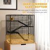 PawHut Four-Tier Hamster Cage with Deep Tempered Glass Bottom, Hut, Running Wheel, Food Dish, Water Bottle, 78.5 x 48.5 x 80cm