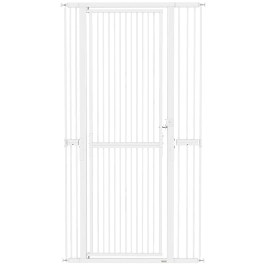 PawHut 180cm Extra Tall Pet Gate with 3.5 cm Narrow Gap, Pressure Mounted No Drilling Cat Gate for Doorways, 77-104cm Width