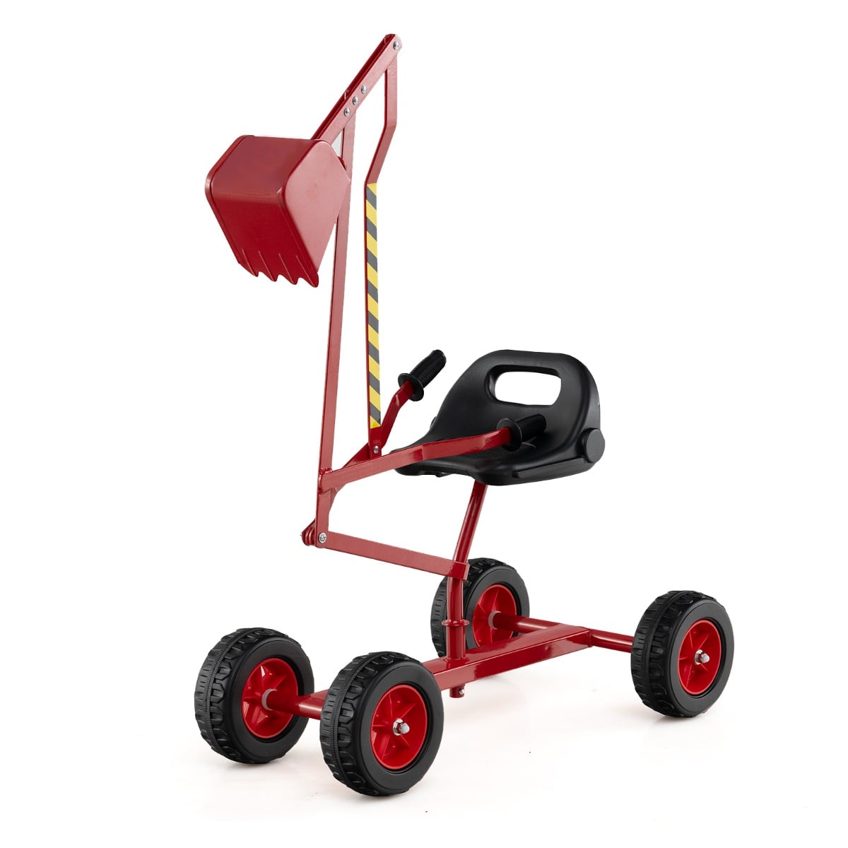 Sand Digger for Kids, a red outdoor construction excavator with a black seat and four wheels