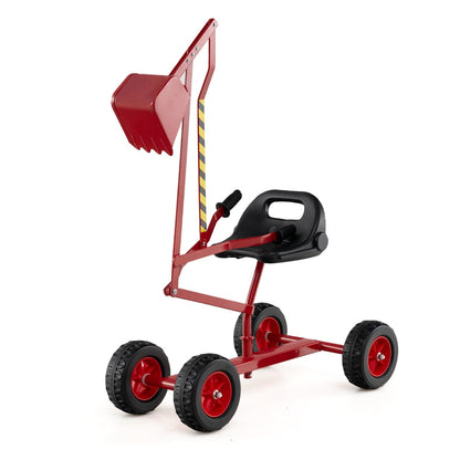 Sand Digger for Kids, a red outdoor construction excavator with a black seat and four wheels