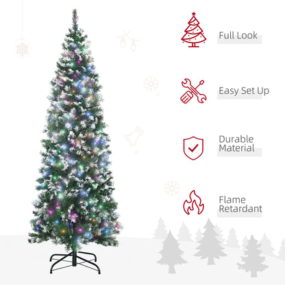 HOMCOM 6FT Tall Prelit Pencil Slim Artificial Christmas Tree in Green