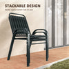Outsunny 3 Pieces Patio Bistro Set with Stackable Chairs, Tempered Glass Table, for Outdoor, Balcony, Patio, Garden Charcoal Grey