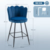 HOMCOM Set of Two Velvet-Feel Lotus Bar Stools - Dark Blue