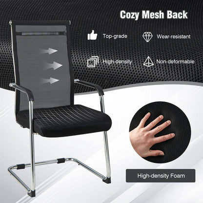 Close up of the mesh back and foam seat of the office guest chair