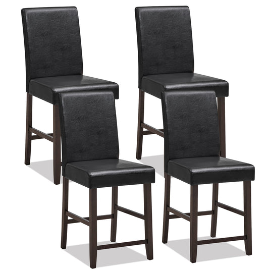 Set of 4 Counter Height Bar Stools with rubber wood legs and ergonomic design