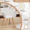 Set of 2 Modern Plastic Dining Chairs with Wood Legs-White
