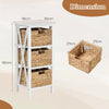 Set of 2 Nightstands Drawer Sofa Side Table with Seagrass Baskets-White-3-Tier