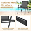 Set of 2 Patio Stackable Metal Dining Chairs with Armrests-Black