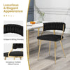 Set of 2 Velvet Dining Chair with Metal Legs and Woven Back-Black