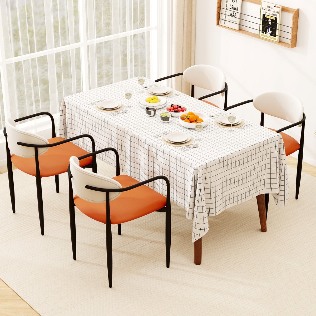 Set of 4 Modern Faux Leather Upholstered Dining Chairs