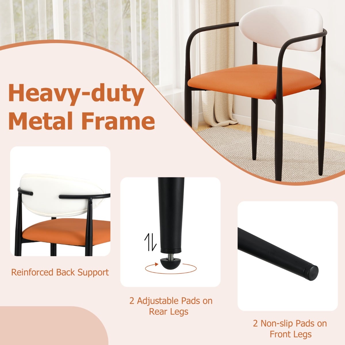 Set of 4 Modern Faux Leather Upholstered Dining Chairs