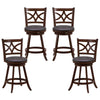 61/74 cm Set of 4 Swivel Counter Height Bar Stools with Backrest and Footrest-61 cm