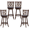 61/74 cm Set of 4 Swivel Counter Height Bar Stools with Backrest and Footrest-74 cm