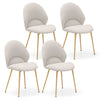 Set of 4 Upholstered Accent Chairs with Curved Backrest Adjustable Foot Pads-Grey