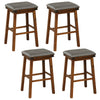 Set of 4 Upholstered Bar Stool 76cm Backless Height Bar with Footrest-Brown