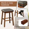 Set of 4 Upholstered Bar Stool 76cm Backless Height Bar with Footrest-Brown