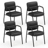 Set of 4 Waiting Room Chairs with Integrated Armrests No Wheels-Black