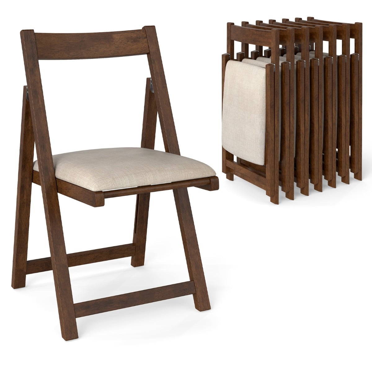 Set of 8 Foldable Dining Chair with Padded Seat and Curved Backrest