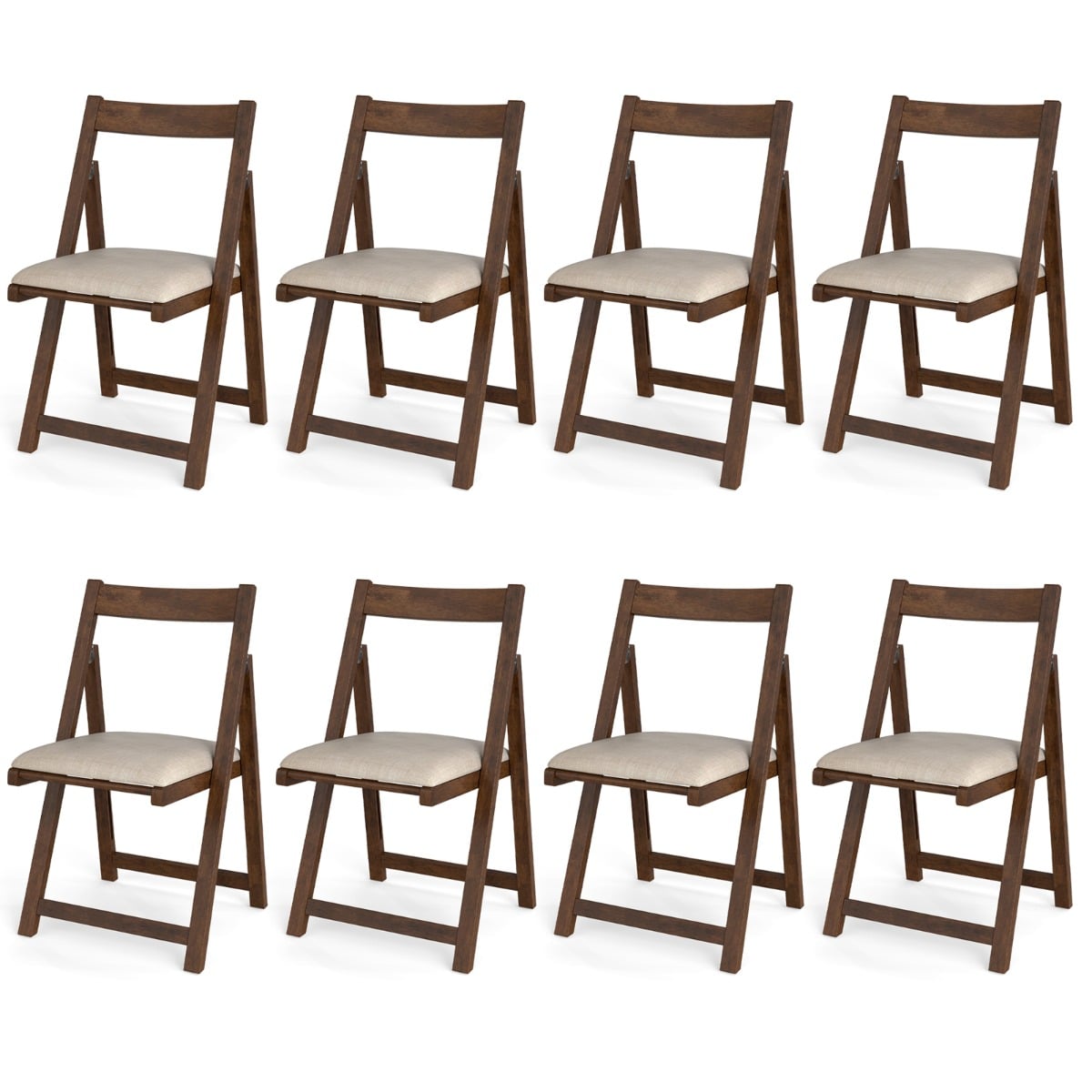 Set of 8 Foldable Dining Chair with Padded Seat and Curved Backrest