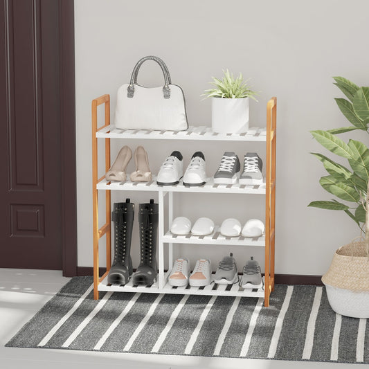 HOMCOM 4 Tier Shoe Racks in Natural Wood Colour