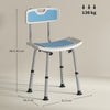 HOMCOM Shower Stool with Backrest, Height Adjustable Shower Chair with Anti-slip Foot Pads, Shower Head Holder, Light Blue