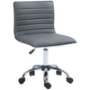 HOMCOM Armless Task Desk Chair, Swivel Office Chair with Faux Leather, Adjustable Seat Height, Chrome Base, Wheels for Home, Dark Grey