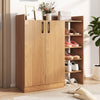 Shoe Storage Organizer with 2 Adjustable Inner Shelves and 4 Open Shelves-Natural