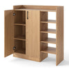 Shoe Storage Organizer with 2 Adjustable Inner Shelves and 4 Open Shelves-Natural