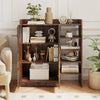 Shoe Storage Organizer with 2 Adjustable Inner Shelves and 4 Open Shelves-Rustic Brown