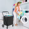 Folding Shopping Cart with Waterproof Liner-Black