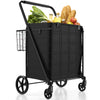 Folding Shopping Cart with Waterproof Liner-Black