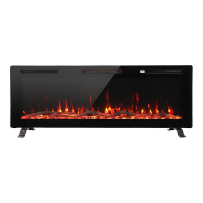 HOMCOM 3 IN 1 Slim Electric Fire, Wall Mounted/Recessed/Freestanding, Electric Fireplace with 12 Flame Colours, 5 Brightness