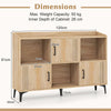 Sideboard Storage Cabinet Bookcase with 3 Doors and Open Compartments -Oak