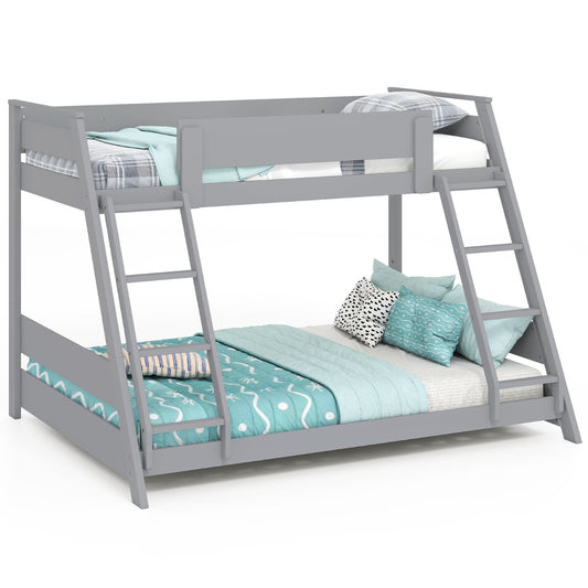 Single Over Double Bunk Bed with ladders and safety guardrails in grey