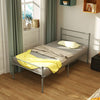 Single Size Modern Bed Frame with Metal Slat Support-Silver