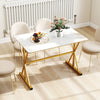 Sintered Stone Dining Table with Metal Frame-Golden