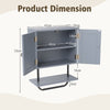 Bathroom Wall Cabinet with Double Door and Open Shelf and Towel Rack-Grey