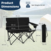 Double Camping Chair with Cup Holders and Carrying Bag-Black